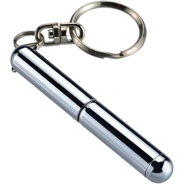 Silvery Retractable Mini Pen - Stainless Steel Keychain Pen, Ballpoint Pens, Gift for Birthday, Christmas