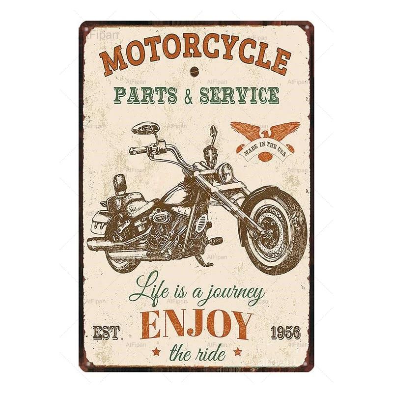 Vintage Motorcycle Garage Metal Plate Classic Tire Poster Shabby Chic Wall Art Decor xCM Metal Painting for Home Retro Cuadr