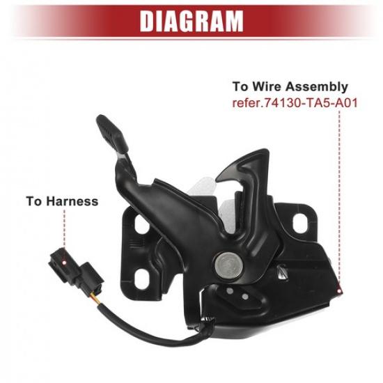 Pack (1) Car Hood Latch W/ Sensor Replacement Fit For Honda Accord 2009-2012