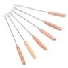 6pcs Fondue Fork Multifunctional Stainless Steel Wooden Handle Fondue Fork For Fruit Cheese Fondue