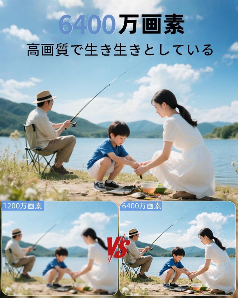 YULINJIA 4K Digital Camera with Wi-Fi Transfer, 64MP, 64GB Micro SD Card, Autofocus, 16x Digital Zoom, LED Light, Webcam, 2.8-inch Display, Two