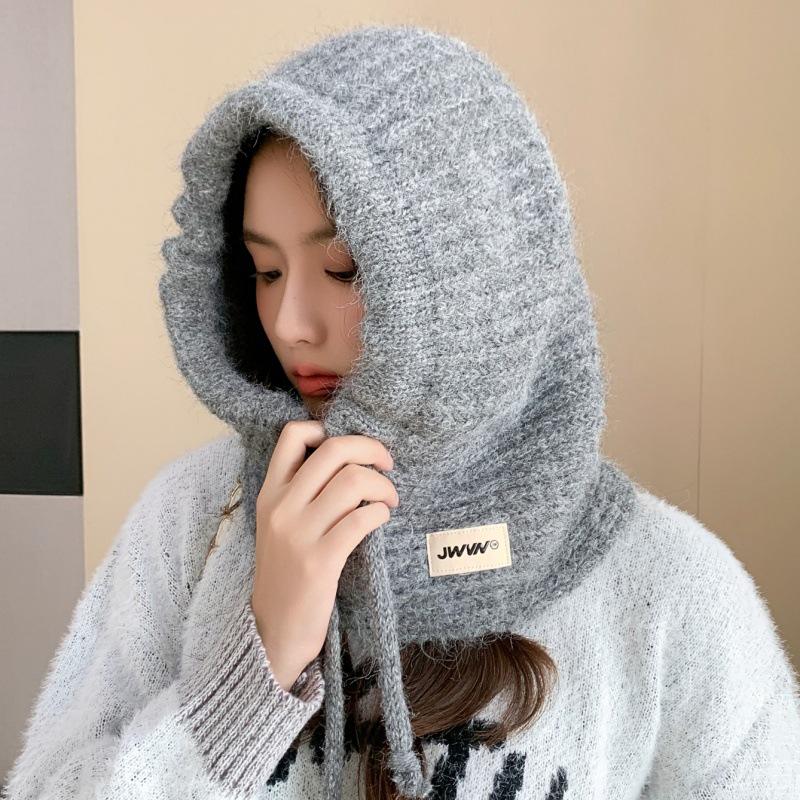 2025 Women's Knitted Balaclava Hat & Scarf Combo - Autumn/Winter Wool Ear Protection
