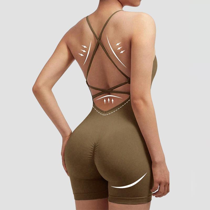 Костюм для йоги в стиле жилета, комбинезон, сексуальный, облегающий бедра, цельный, новый спортивный комбинезон для женщин