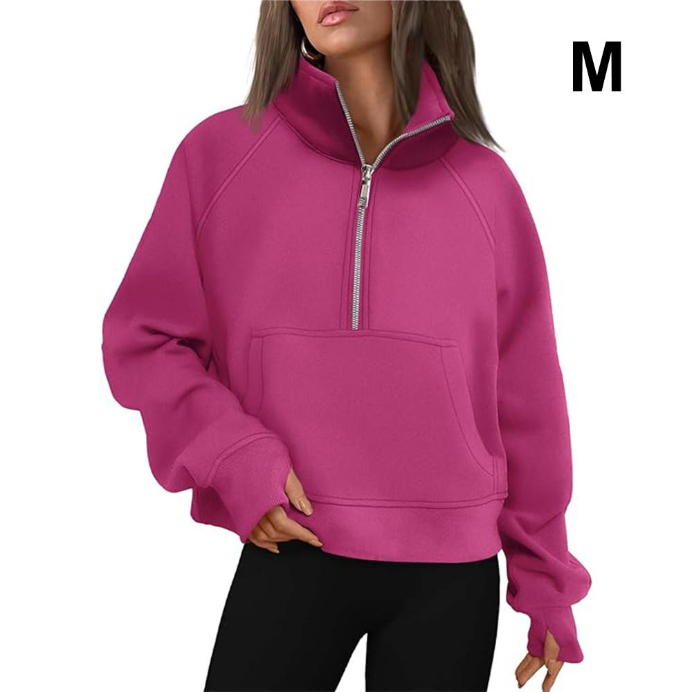 Женские толстовки на молнии, укороченный пуловер, флисовые толстовки на молнии на четверть, осенняя одежда, одежда с отверстием для большого пальца