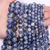 40-15pcs 4-12mm Blue Dot Natural Stone Round Beads for Jewelry Making IY Fashion Bracelet Necklace Beading Accessories