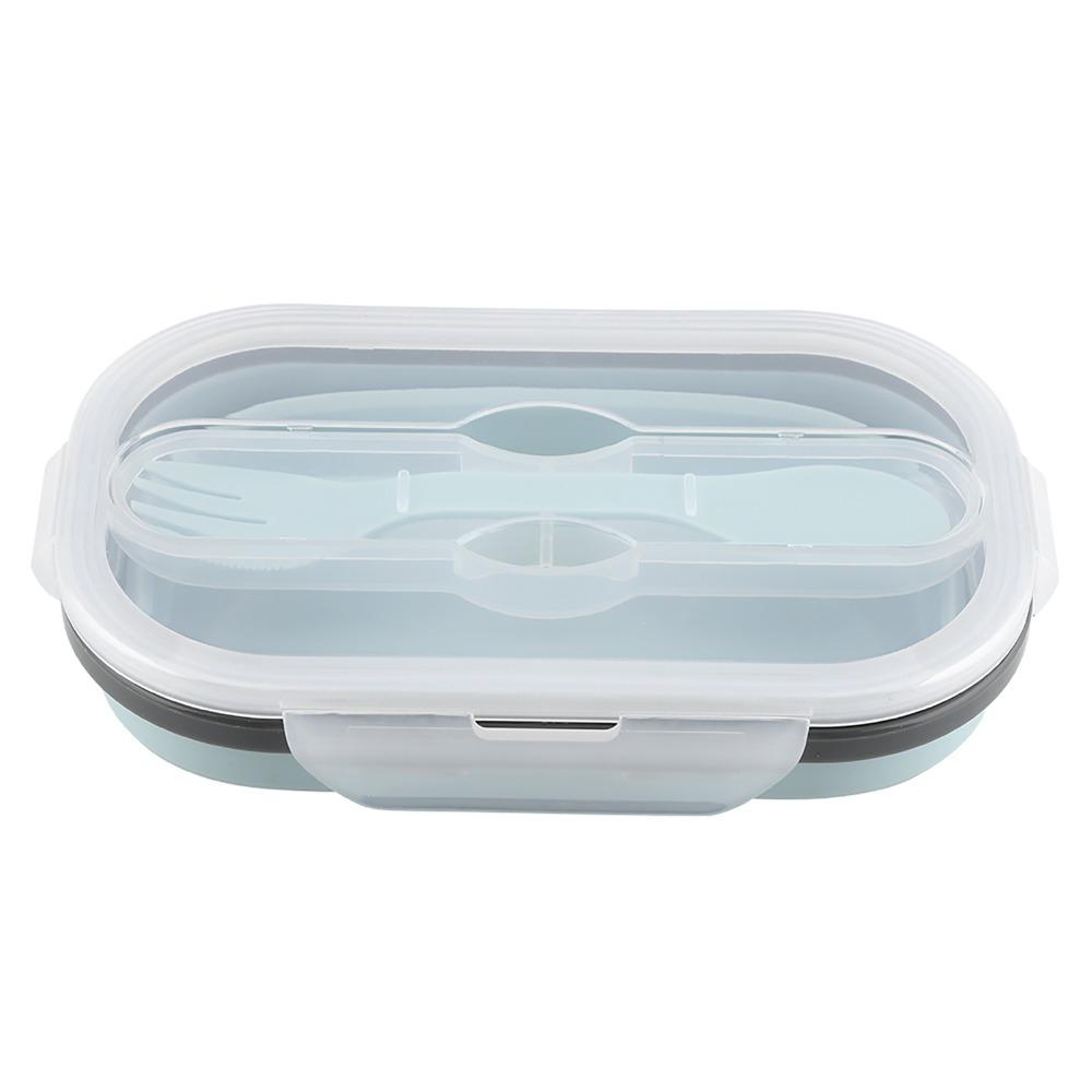 Blue/Pink/Green Foldable Lunch Box Silicone Fruit Storage Box  For Outdoor Travel