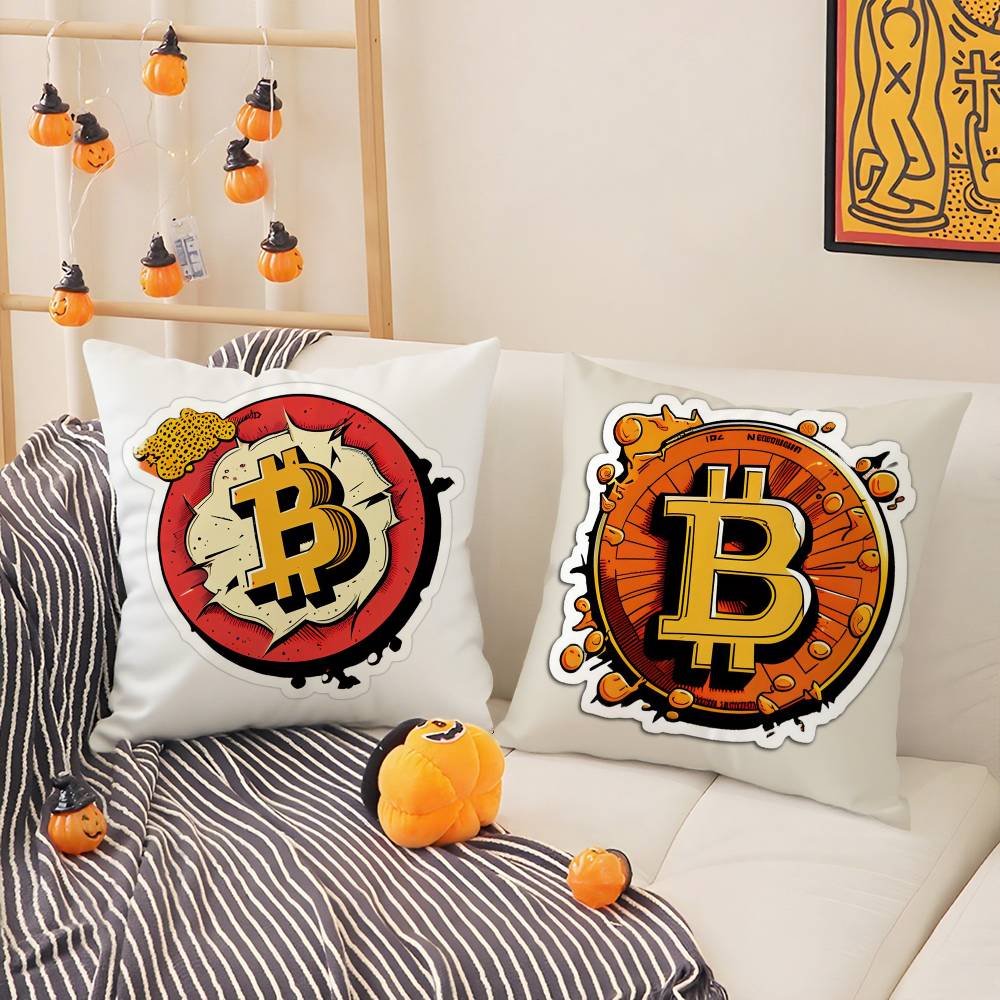 Биткоин Криптовалюта Btc Наволочка Диван Гостиная Спальня Двусторонний Принт Квадратная Подушка Чехол для Подушки для Сна
