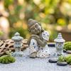 Garden Ornament with Mosaic Finish Meditative Style Mini Buddha Statue Stone