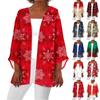 Женская повседневная мода Caot с рождественским принтом Легкая куртка средней длины Кардиган