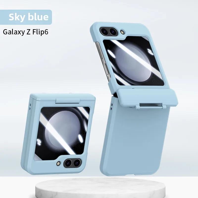 Чехол для Samsung Z Flip 7 fe 6 5 4 3 Flip6 Flip5 с Закаленным Стеклом Защитой Шарнира Защитная Крышка Ощущение Кожи