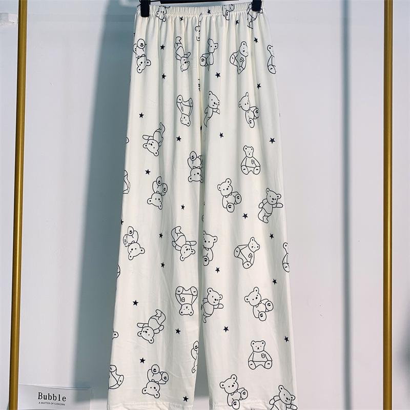 Женские пижамные штаны с милым рисунком медведя — свободные, удобные брюки для весны, осени и зимы