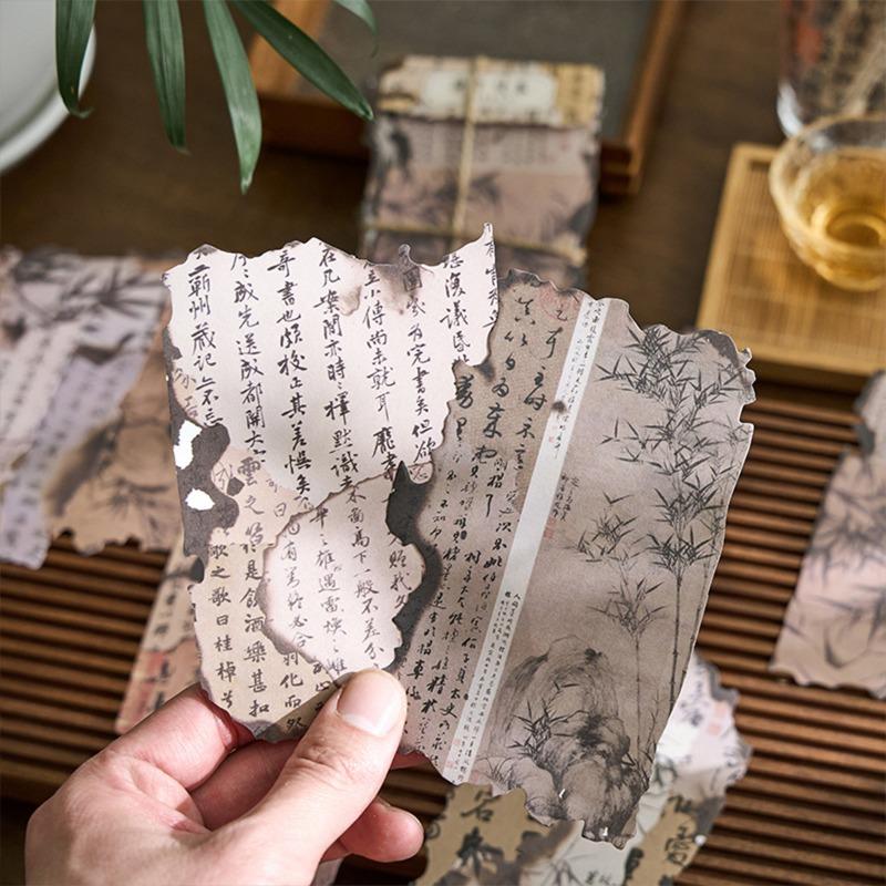 Ancient Style Scrapbook Paper Mo Zhu Ya Ji Series Chinese Calligraphy Handbook Decoration Base Paper