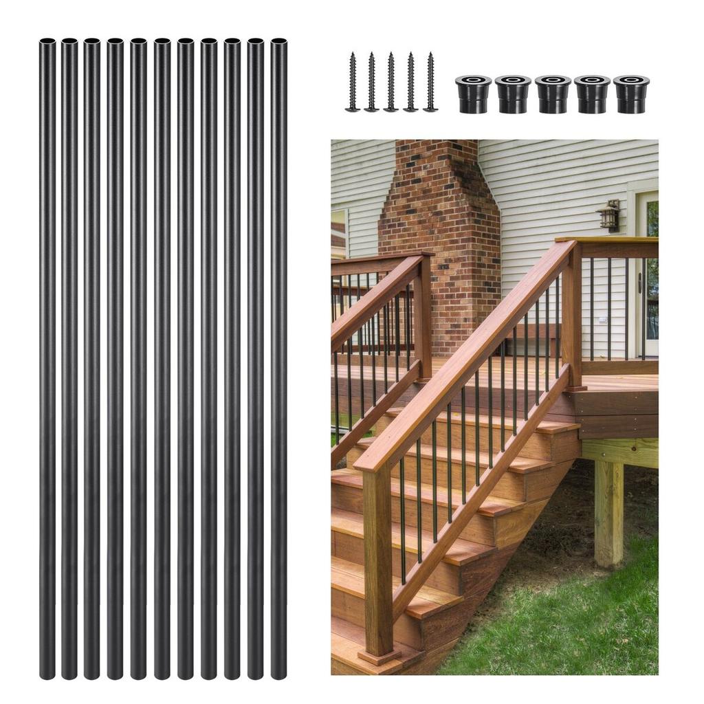 Staircase Balusters 101 Pack 36 In Aluminum Spindles with Screws/Rail Caps