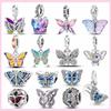 New Butterfly Charm 925 Silver Flying Butterfly Sparkling Zircon Bead For Original Bracelet Jewelry Pendant Gift For Women