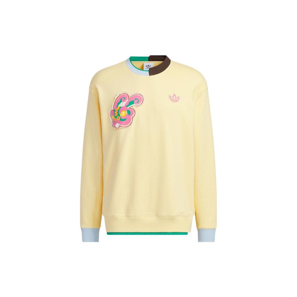 adidas Originals Trefoil x Melting Sadness CNY Edition Толстовка с длинными рукавами и нашивкой в виде кролика Топы унисекс бледно-желтого цвета HY7252