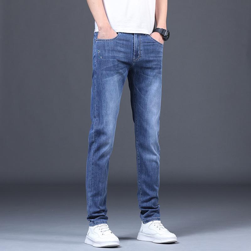 Spring and Autumn Men's Jeans Straight Slim Elastic Hundred Trend of Casual Men's Long Trousers