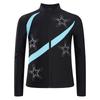 Girls Shiny Rhinestone Star Sports Top Contrast Color Long Sleeve Stand Collar Zipper Sweatshirt Gymnastics Wear