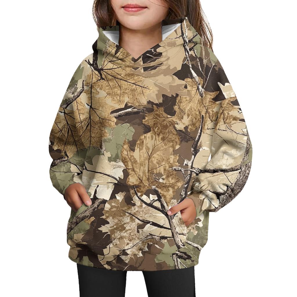 Girls' Hooded Tie- Sweatshirt - Pullover Print Top