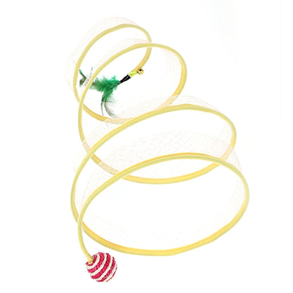 Складная игрушка-туннель для кошек, интерактивная, забавная, складная, S-образная, туннель для кошек с перьями для домашних кошек