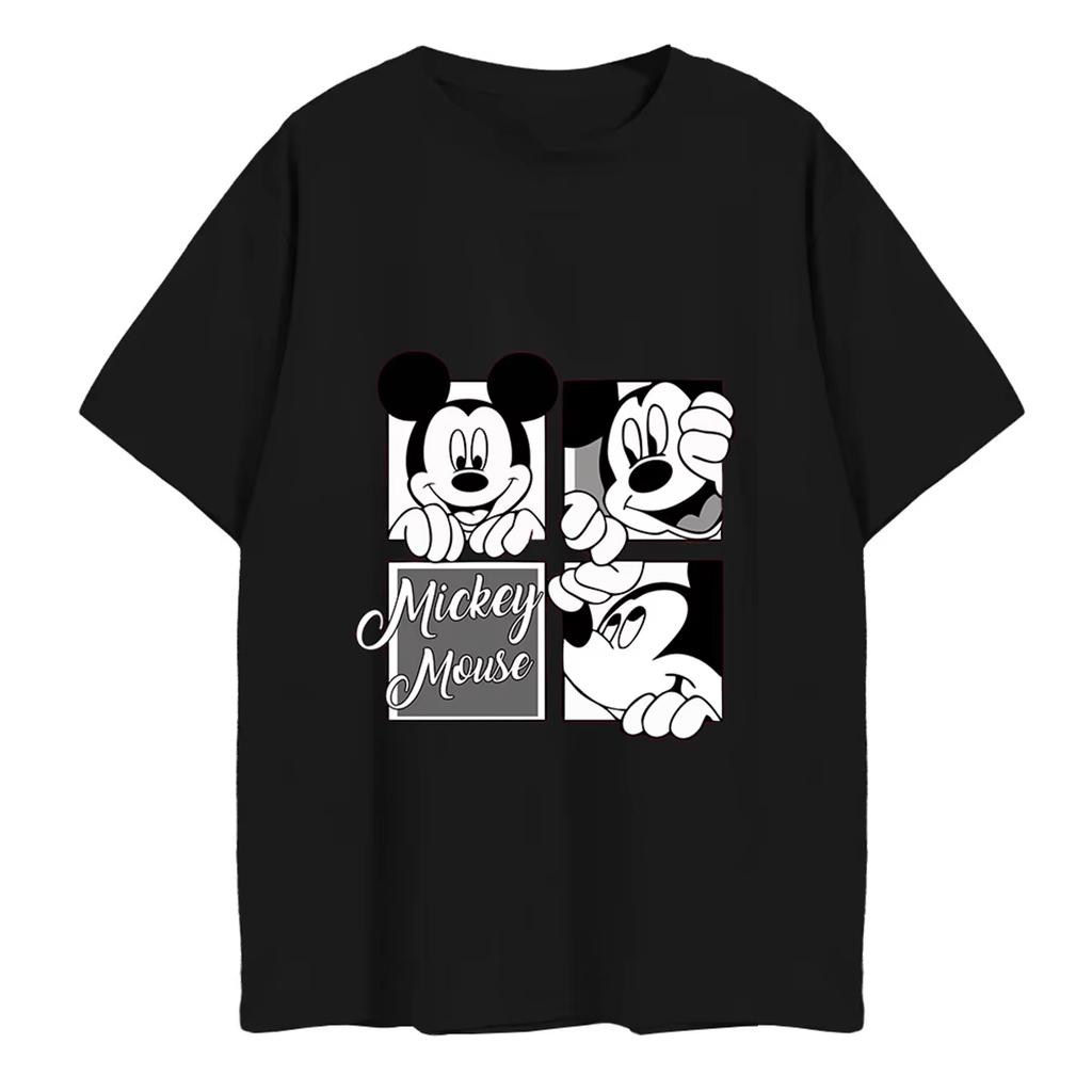 Disney Mickey Cartoon Print Short Sleeve Casual T-Shirt For Men Adult Children's Parent-Child Clothing 100-4XL Men Clothing Tees