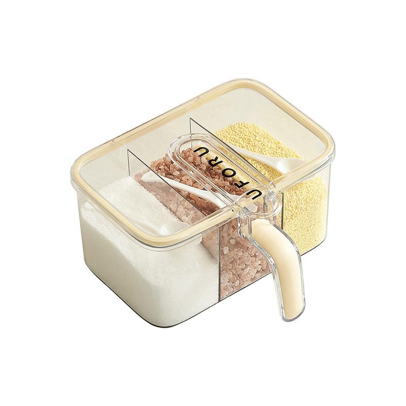 Seasoning box Household kitchen Food grade sealed moisture-proof seasoning can Integrated multi-grid monosodium glutamate seasoning storage box