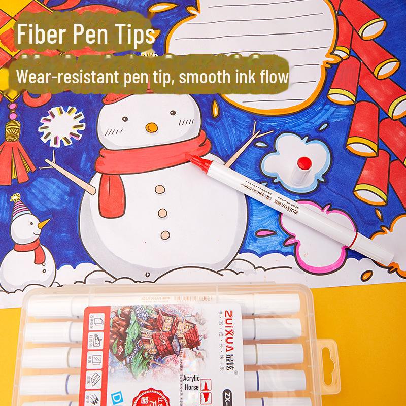 Двусторонний акриловый маркер с мягким наконечником для самостоятельного творчества и граффити на дереве, камне и обуви