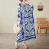 2025 Plus Size Summer Dress Women New Vintage Printing O-Neck Loose Casual Dress Long Dress Maxi