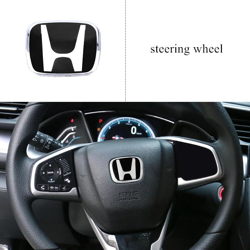 Car Logo Badge Front Grille Trunk Steering Wheel Decoration Accessories For Honda Fit GK5 HRV Vezel Accord Civic Cars Emblem ZM4