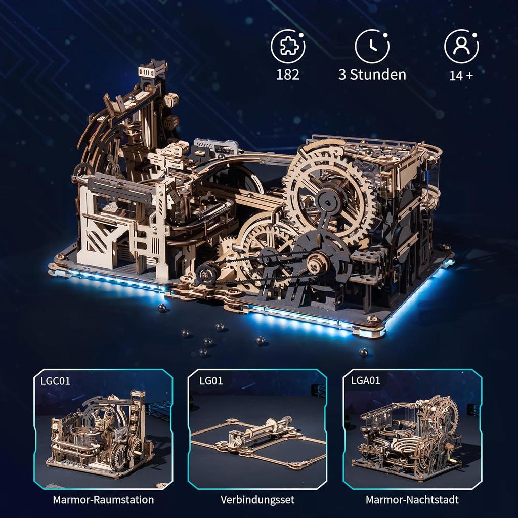 Robotime Rokr Marble Track Connecting Component Kit for Marble Night City and Marble Spaceport Marble Run Link Pack for Adult