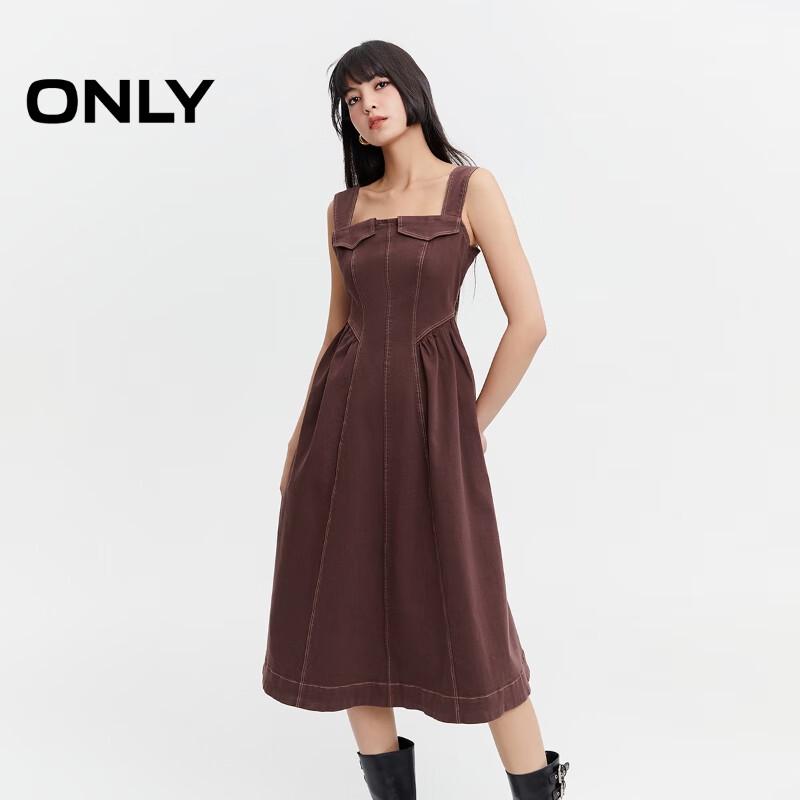 ONLY 2024 Spring Retro Ruched Mid-length Sleeveless Denim Dress