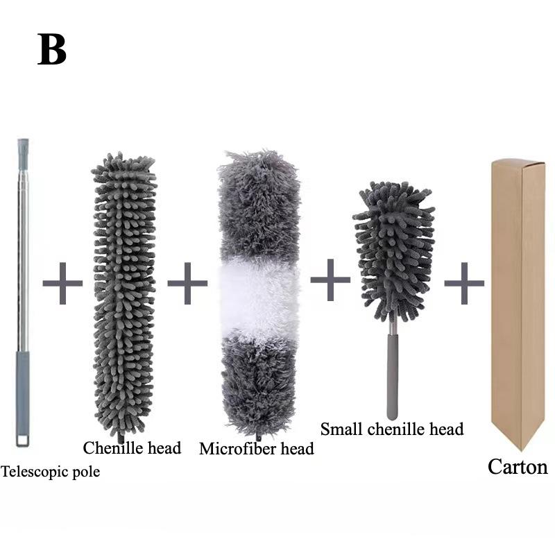 One Pole Multi-head 2.5m Chicken Feather Duster Retractable Fiber Duster Chenille Dusting Brush