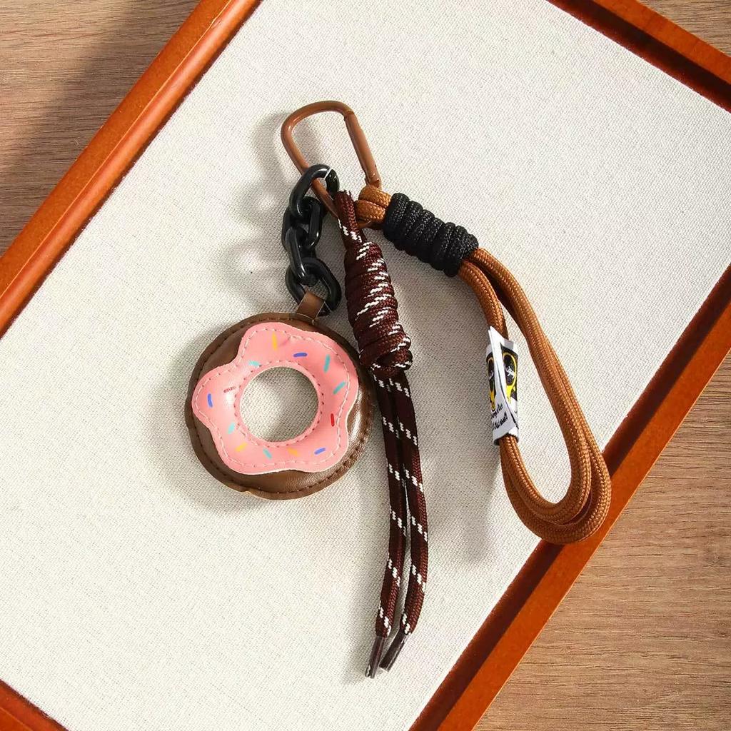 New Sweet Donut Leather Melad Fashion Colorful Exquisite Weaving Rope Backpack Mobile Accessories Gift Bag Charm