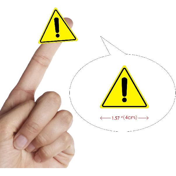 dealzEpic - Yellow Triangle Exclamation Mark Sign Stickers | Self-Adhesive Peel and Stick Vinyl Label - 4cm (1.57 inches)