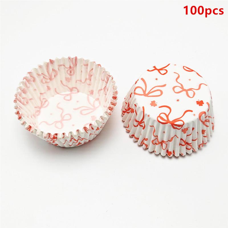 Бумажные формочки для выпечки 100 шт. Формочки для кексов с бантом Формочки для капкейков Держатель для маффинов Домашний торт Мероприятия
