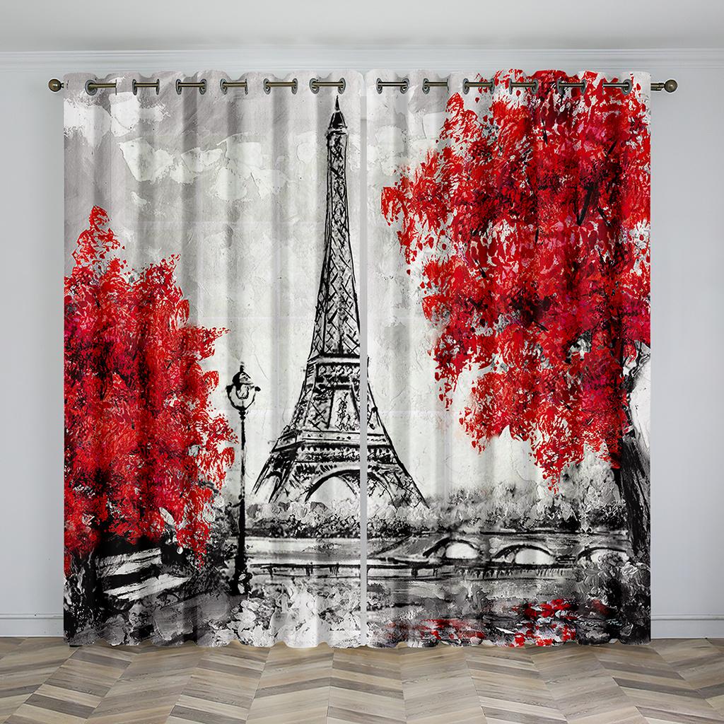 Париж Эйфелева башня Картина Шторы Романтичный Мэри Джем Хо Спальня Гостиная Кухня Балкон Окно Украшения 2 шт.