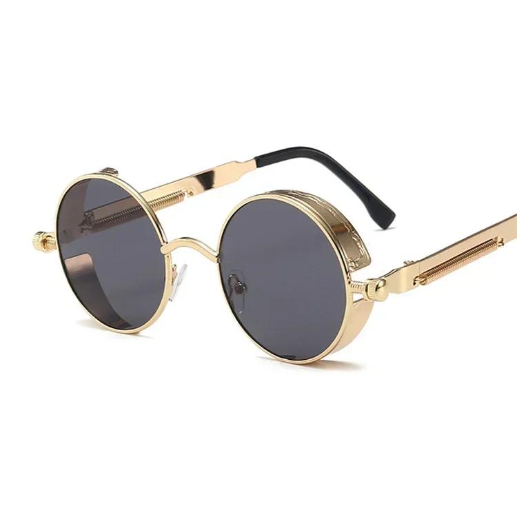Classic Gothic Steampunk Sunglasses Vintage Round Mirror Glasses UV400 Protection Retro Fashion Eyewear Brand Designer