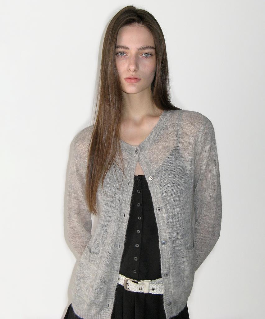 SUNBURNPROJECT Mohair Sheer Cardigan, Melange Gray