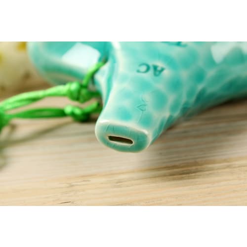 TNG Ocarina, Alto/C/AC, 12-Hole, Emerald, Premium Glazed Finish with Sea Wave Pattern, Includes Strap