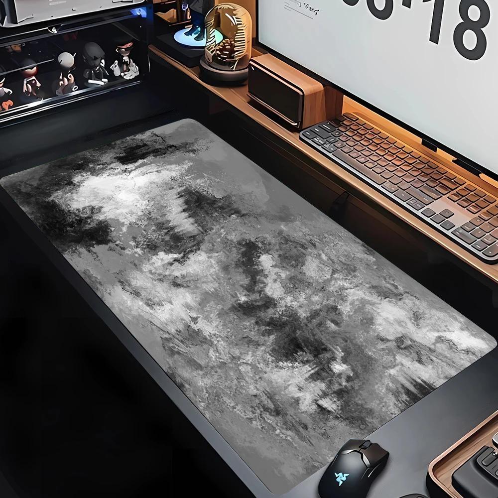 Large Size Table Mat HD Printing Anti-Slip Design XXL desktop Keyboard Table Mat Gray Series Game Mouse Pad Lock Edge