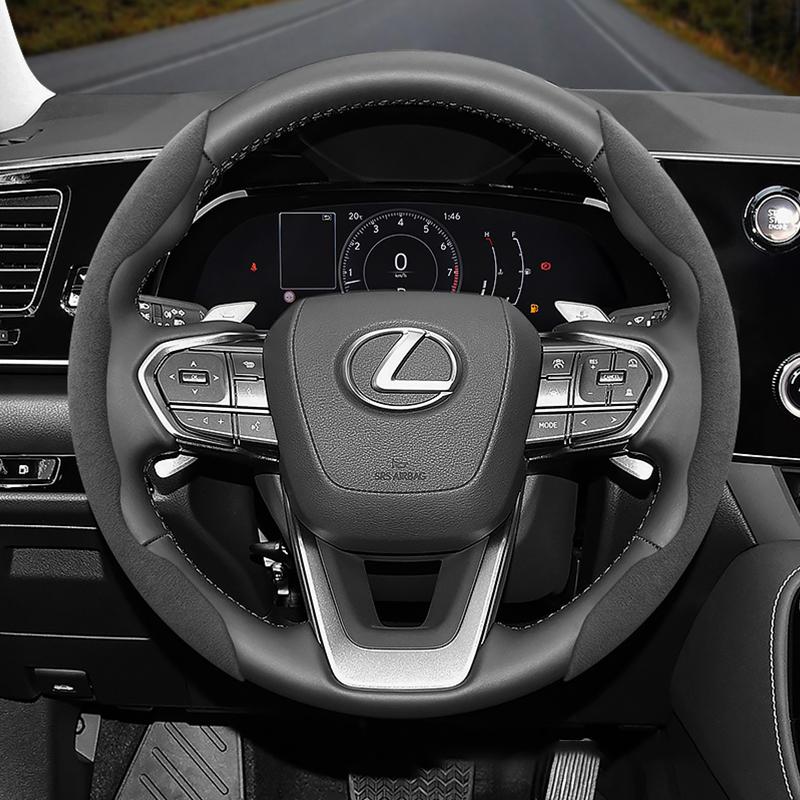 HPE1 Suitable for Lexus Anti-Slip Buckle Segmented Suede Steering Wheel Cover Suitable for Is250 Ct200H Is350 Es300H Rc Is300H Rx Rx450H Hs250H Nx300