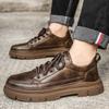 Новая осенне-зимняя мужская кожаная обувь на толстой подошве из коровьей кожи и универсальная дышащая повседневная мужская кожаная обувь