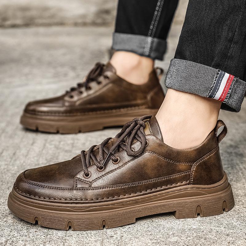 New Autumn and Winter Men's Leather Shoes Thick-soled Cowhide and Versatile Breathable Casual Men's Leather Shoes