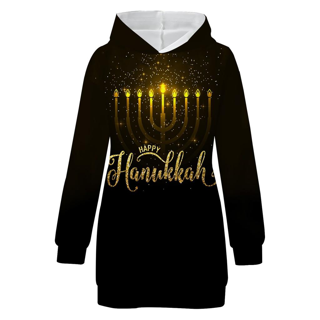 (радость выбирать)Женский повседневный пуловер с принтом, толстовка с длинным рукавом, платье с капюшоном и карманом