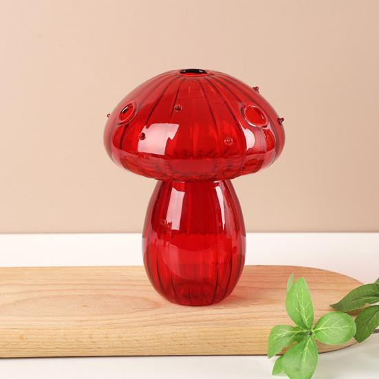 Flower Vase Adorable Mushroom Shape Transparent Glass Planter Unique Plant Propagation Station for Home Decoration