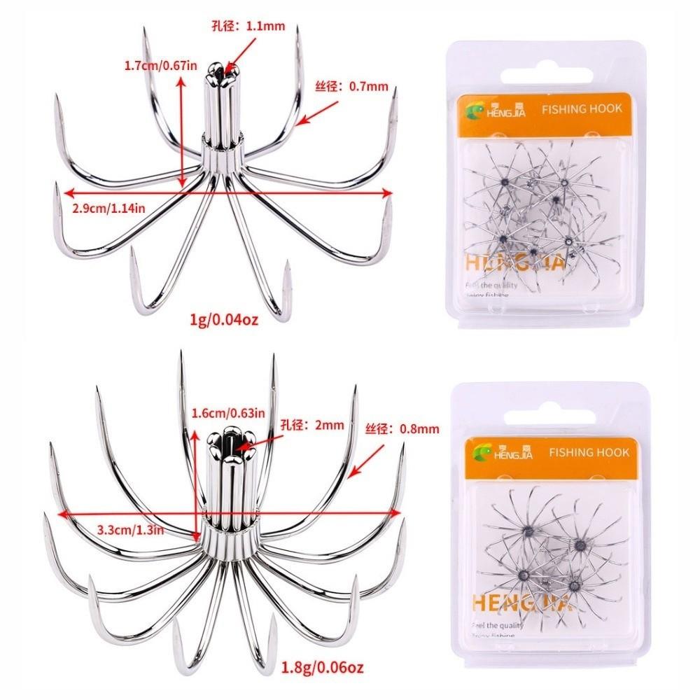 10pcs Pack Stainless Steel Squid Fishing Hooks 12 Claws Umbrella Needle Hooks Saltwater Fishing