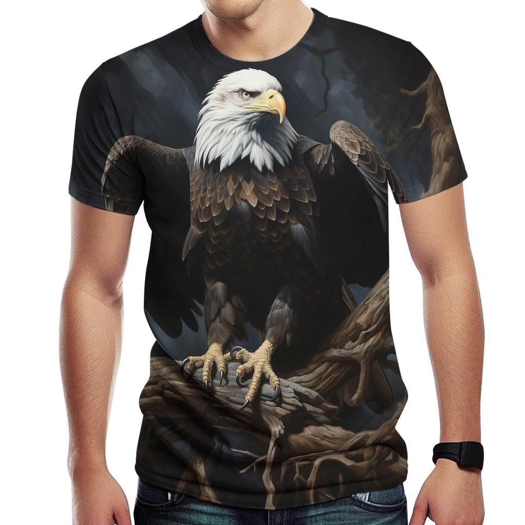 Летние футболки с круглым вырезом и 3D-принтом орла, модные повседневные мужские футболки с коротким рукавом