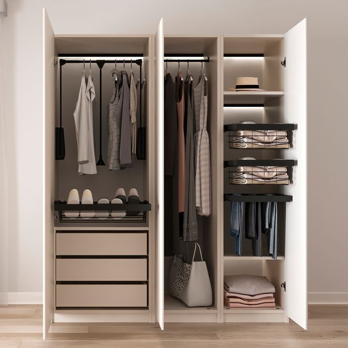 Emuca Penderie Rabattable Pour Armoire Hang, 830 - 1150, Peint En Noir, Acier Et Plastique.