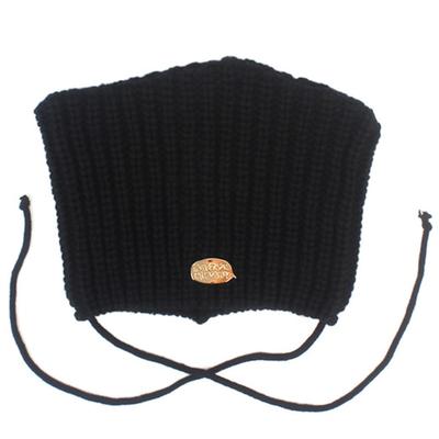 Универсальная химия Шапка-бини с кошачьим узором, вязаная крючком, черная с завязками, кошачья шапка-бини