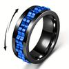 Anti Stress Stainless Steel Ring For Men Gear Chain Rotating Anxiety Relief Spinning Fidget Rings Punk Jewelry Bague Homme