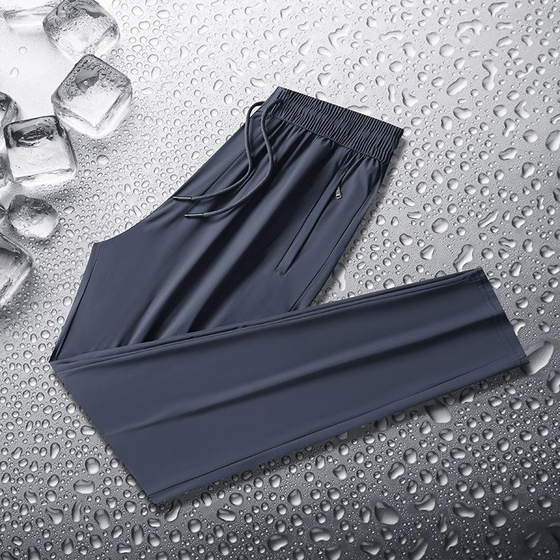 Брюки Ice Silk, мужские летние брюки, тонкие свободные повседневные быстросохнущие брюки, высокоэластичные дышащие спортивные брюки